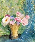 Hills, Laura Coombs Basket of Flowers painting